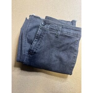 OAT NEW YORK Charcoal Wash Wide Leg Cropped Raw Hem Jeans Size 10/30